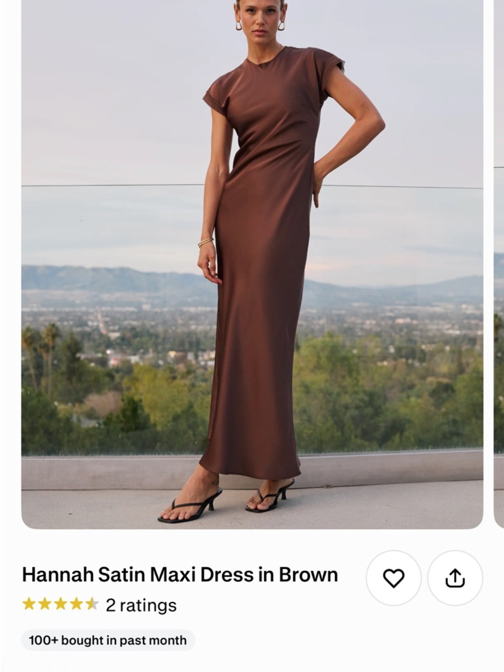bohme Satin Maxi Dress in Brown